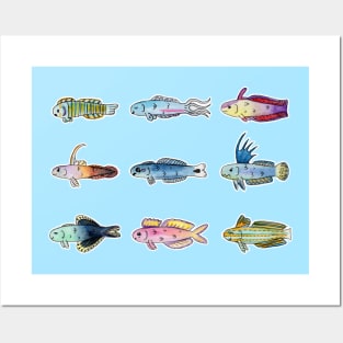 Saltwater Reef Aquarium Dartfish In Watercolor Posters and Art